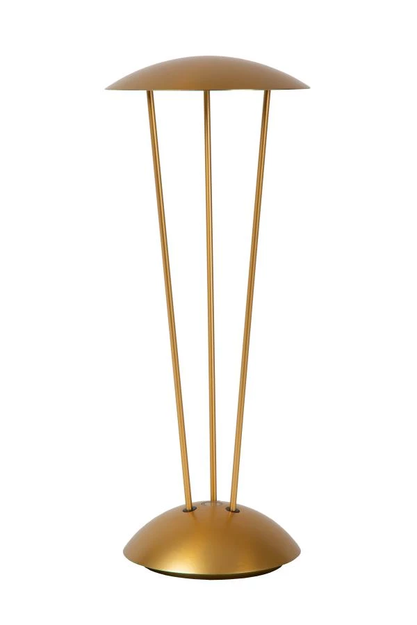 Lucide RENEE - Lámpara de mesa Recargable Dentro/Fuera - Batería/acumulador - Ø 12,3 cm - LED Dim to warm - 1x2,2W 2700K/3000K - IP54 - Con estación de carga inalámbrica - Oro mate / Latón - apagado